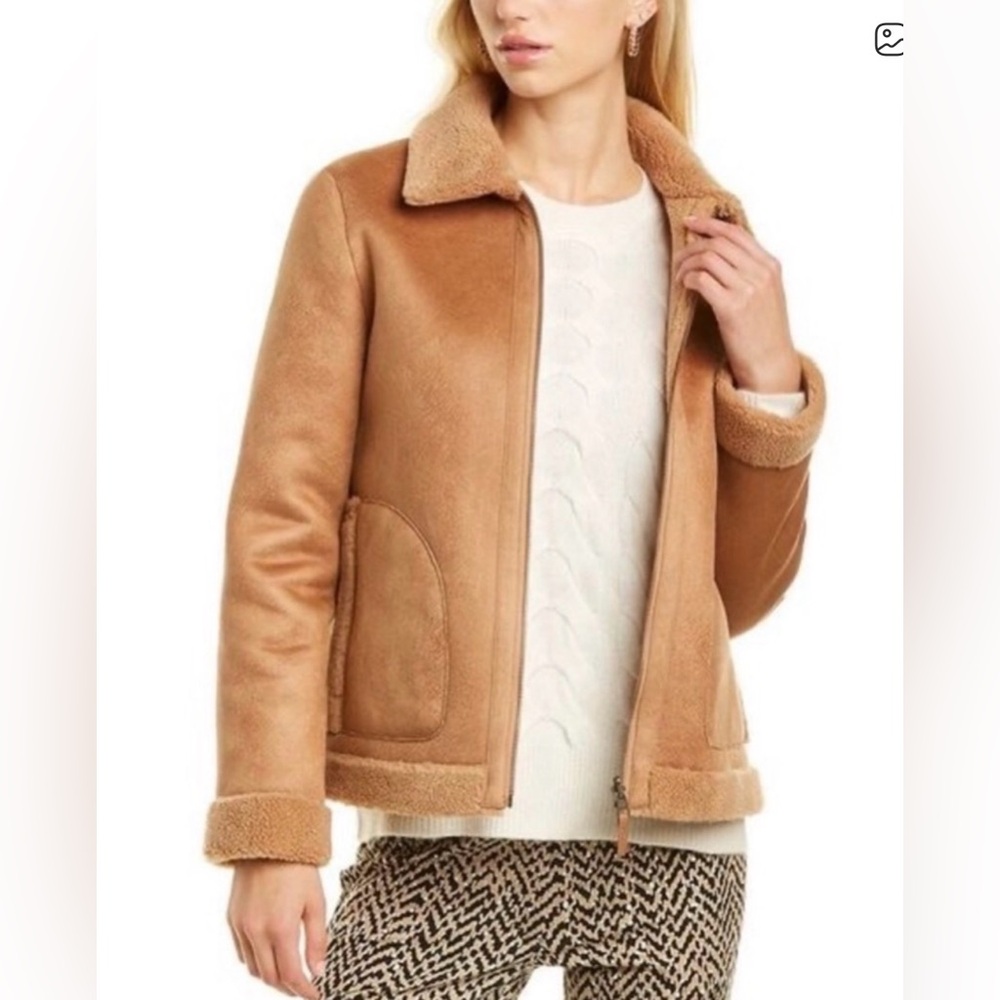 J. McLaughlin Johnston Faux Leather Wool Blend Reversible Size XS EUC‎ Sherpa